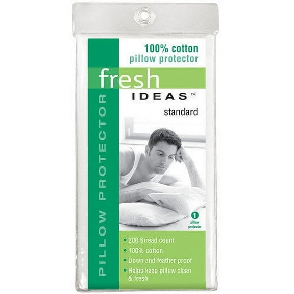 Fresh Ideas Cotton Zippered Pillow Protector, Euro