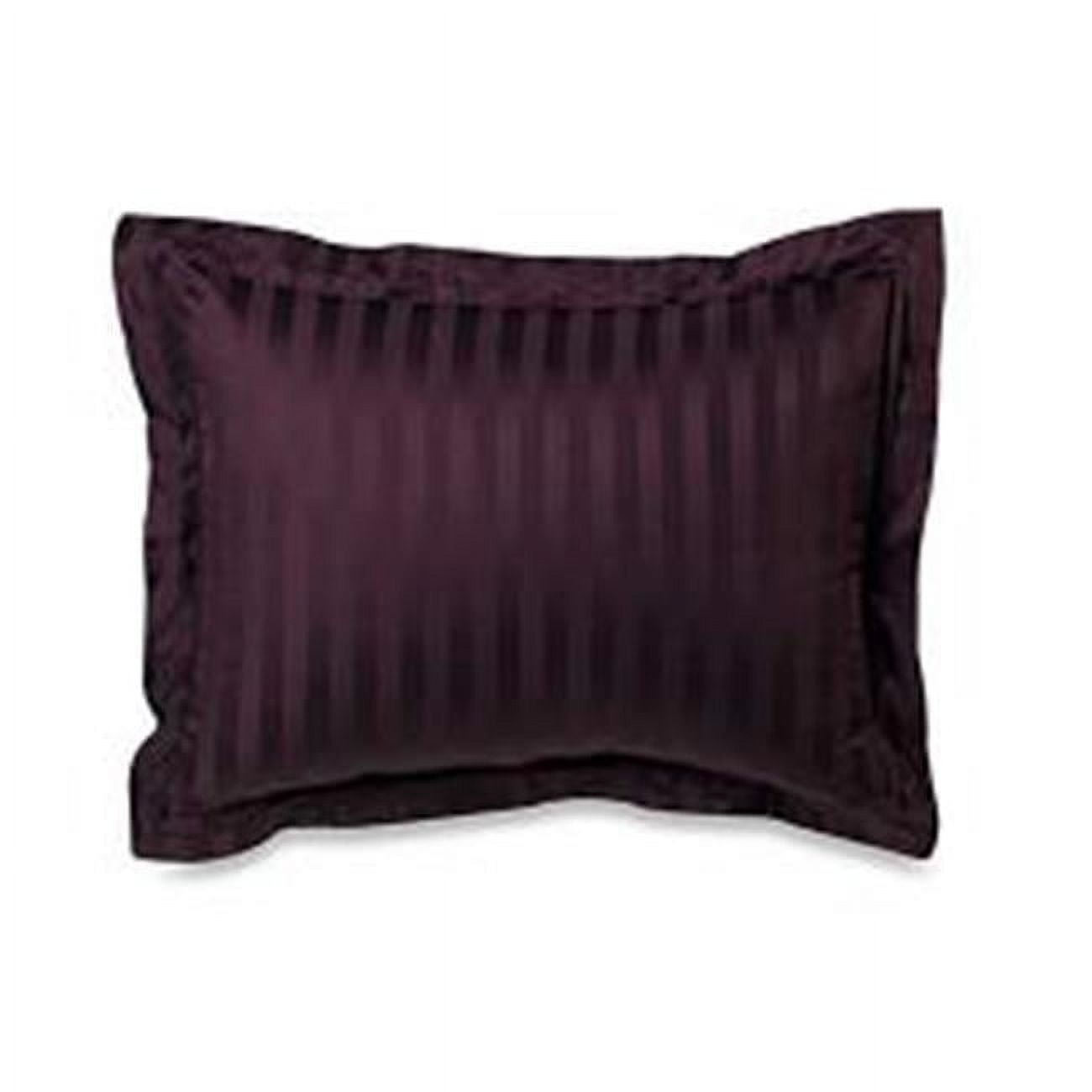 Purple 500-Thread-Count Cotton Damask Stripe Euro Sham
