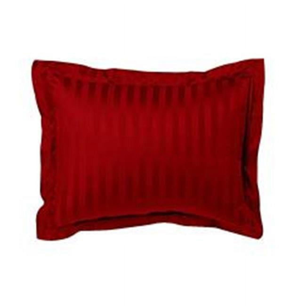 Luxurious Red Cotton Damask Stripe Standard Sham