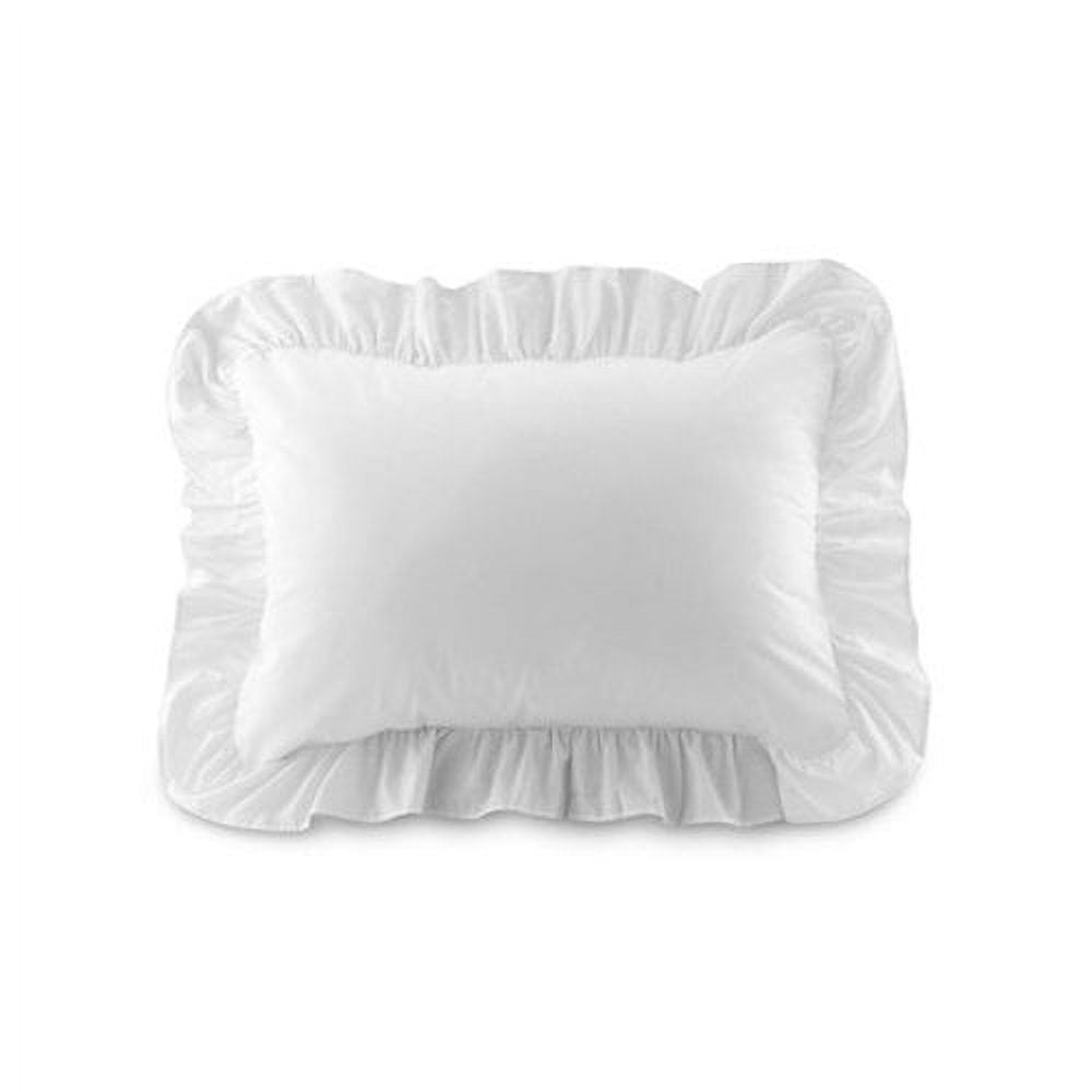 White Ruffled Cotton Blend Standard Pillow Shams, Set of 2