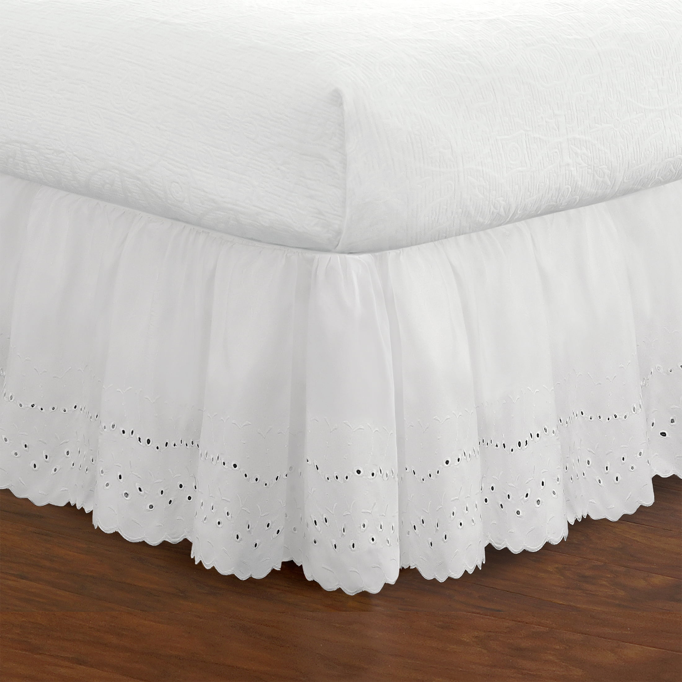 White ruffle top bed skirt full