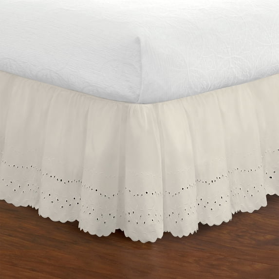Fresh Ideas Ruffled Eyelet 14" Bed Skirt, Twin, Ivory