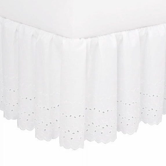 Fresh Ideas Ruffled Eyelet 18" Bed Skirt, King, White