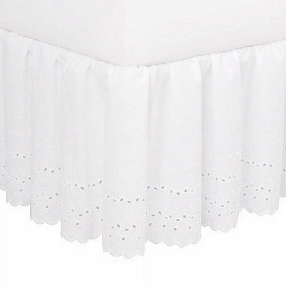 Fresh Ideas Ruffled Eyelet 18" Bed Skirt, Twin, White