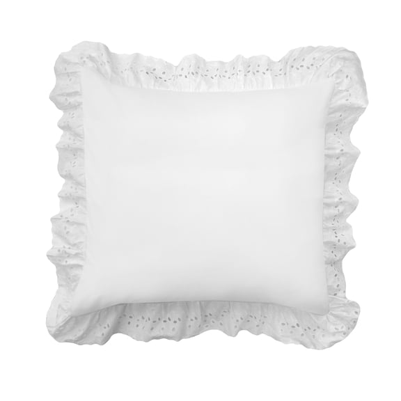 Fresh Ideas Ruffles Eyelet Collection, Pillow Shams, 1 Pack, White