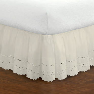 Fresh Ideas Traditiol Ivory Ruffled Polyester Bed Skirt, Queen