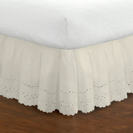 Fresh Ideas Ruffled Eyelet 14" Bed Skirt, Queen, Ivory