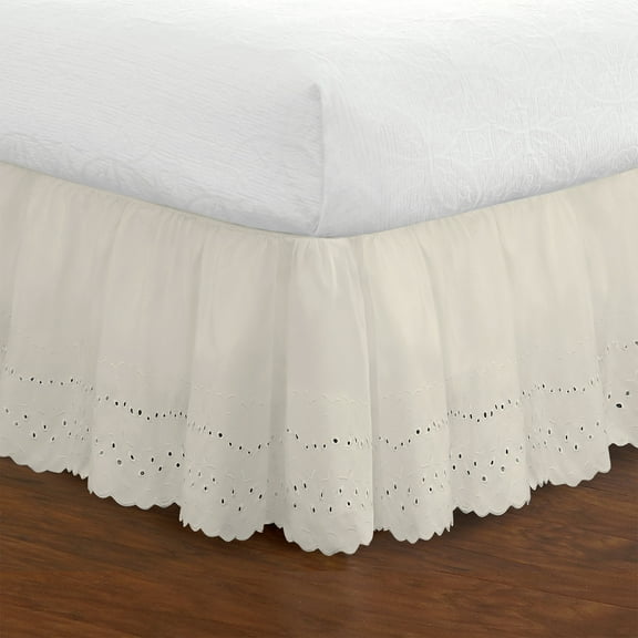 Fresh Ideas Ruffled Eyelet 14" Bed Skirt, Queen, Ivory