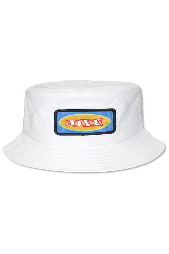Men's OG Quilted Embroidered Retro Vintage Patch Bucket Hat Cap (Large/X-Large, White)