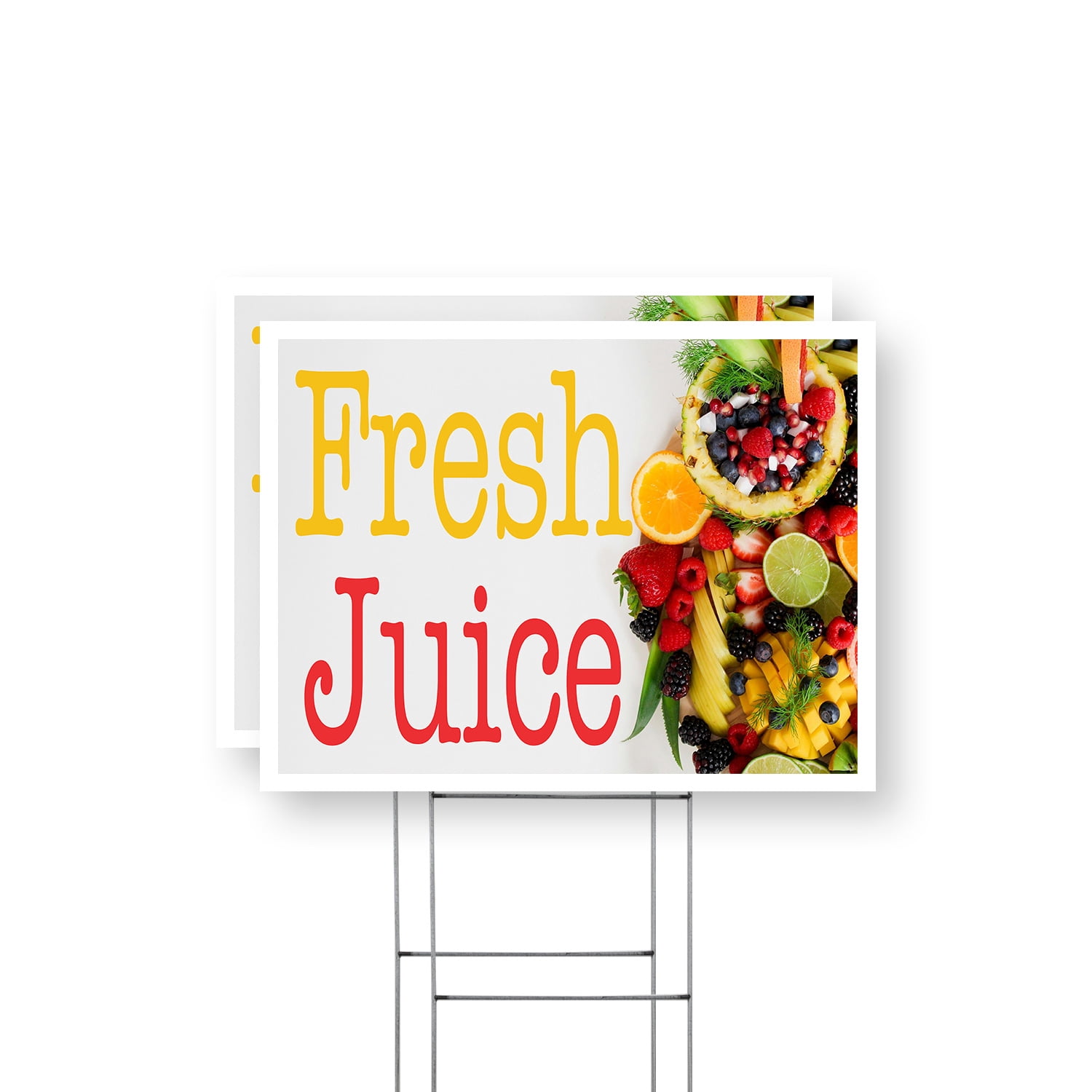 Fresh Juice Yard Sign 2 Pack of 12 Inch x 16 Inch Single Sided ...