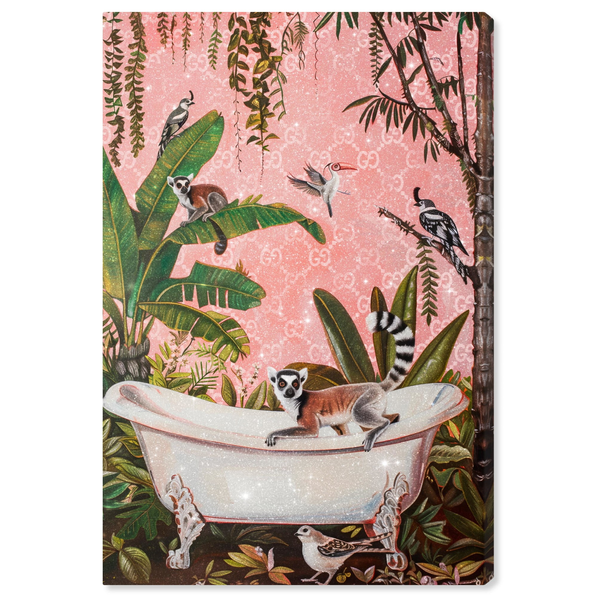 Exotic Lemur Jungle Scene Wrapped Canvas Art, 30" x 20"