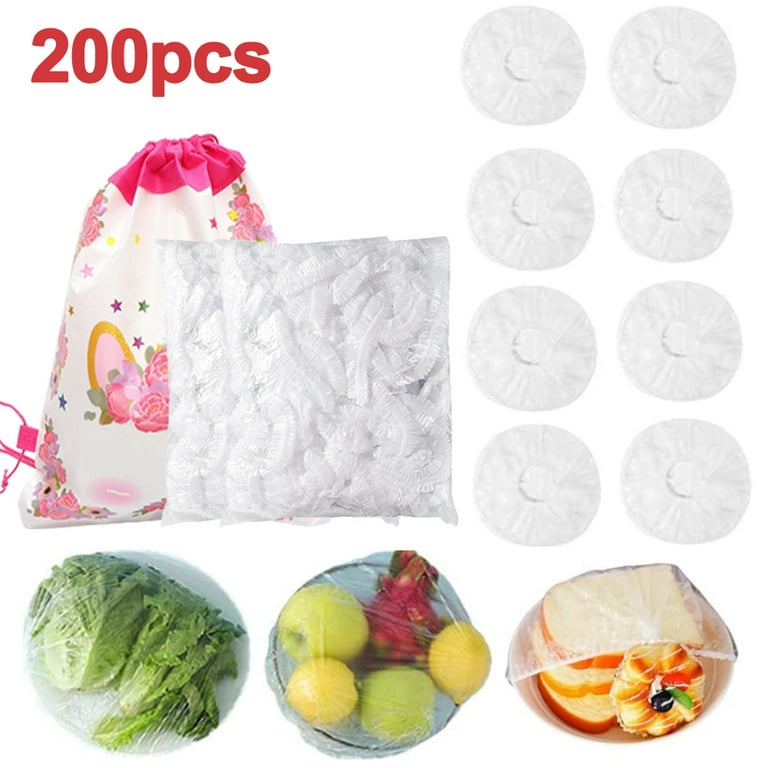 200 Pcs Kitchen Plastic Wrap With Storage Box, Fresh Keeping Bag With  Dispenser, Stretch Plastic Wrap Bowl Covers, Cling Film for Outdoor Picnic