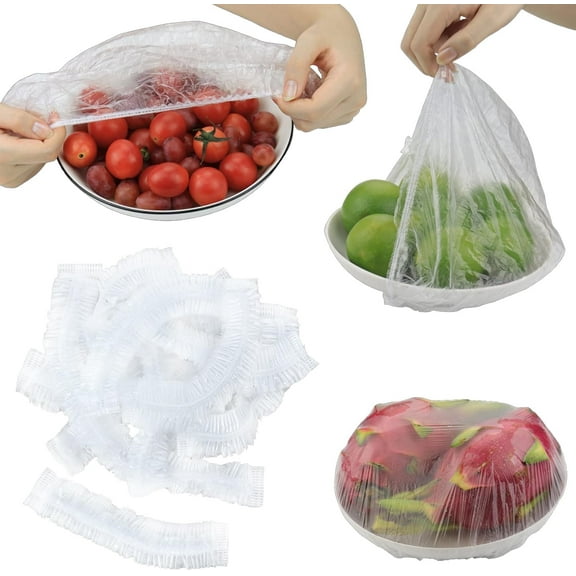 Fresh Keeping Bags with Elastic Disposable Shrinkable Food Storage Covers for Kitchen Bowl/Plates (50 PCS)