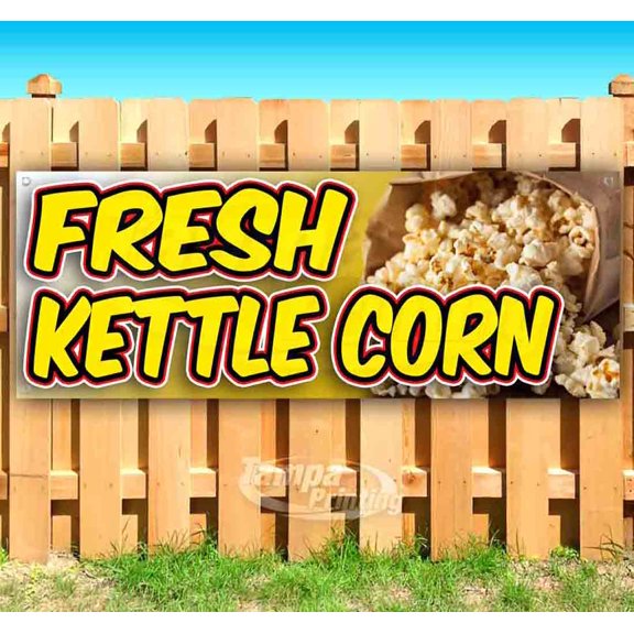 Fresh Kettle Corn 13 oz Vinyl Banner With Metal Grommets