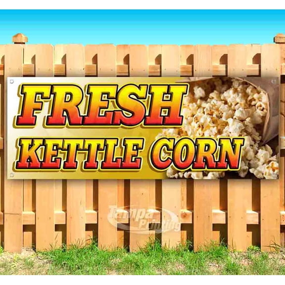 Fresh Kettle Corn 13 oz Vinyl Banner With Metal Grommets