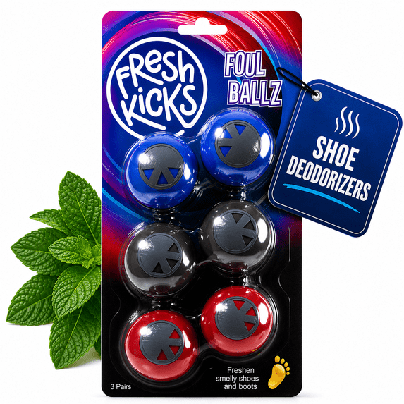 Fresh Kicks Foul Ballz - Shoe Deodorizers for Sneakers, Gym Bags and Locker Odor (6 Pack)