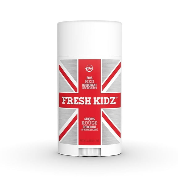 Fresh Kidz Deodorant Stick for Kids and Teens - Baking Soda and Aluminum-free 24 Hour Protection for Sensitive Skin - Boys "Red", 2.65 oz / 75 g