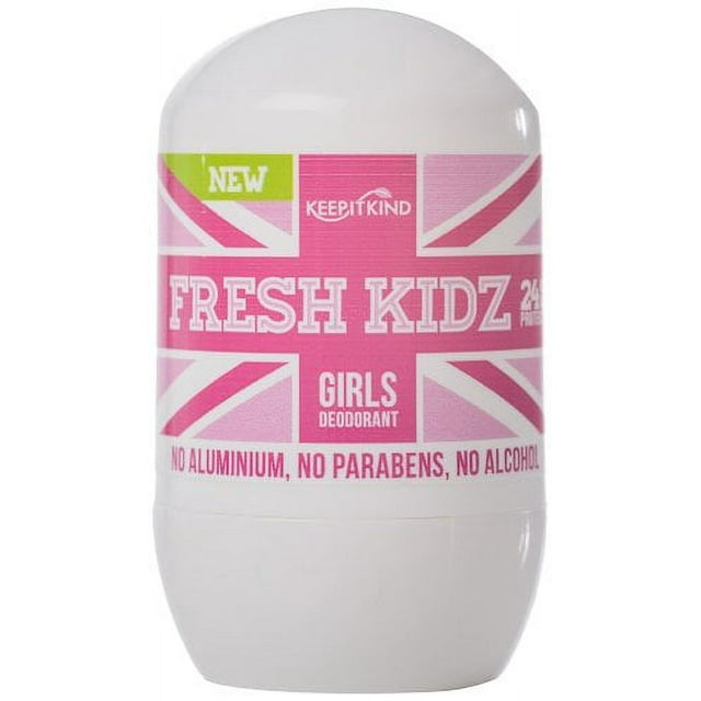 Fresh Kidz Roll On Deodorant for Kids and Teens - Baking Soda and Aluminum-free 24 Hour Protection for Sensitive Skin - Girls "Pink" 1.86 fl. oz.