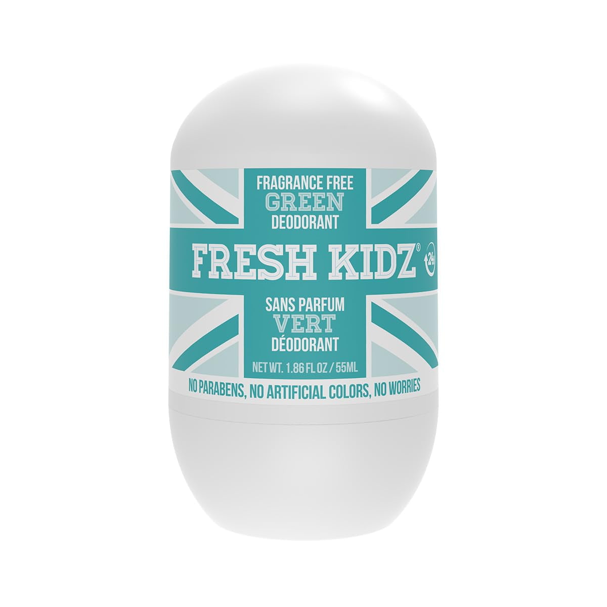 Fresh Kidz Roll On Deodorant For Kids & Teens - Baking Soda & Aluminum Free, 24hr Protection, Unscented