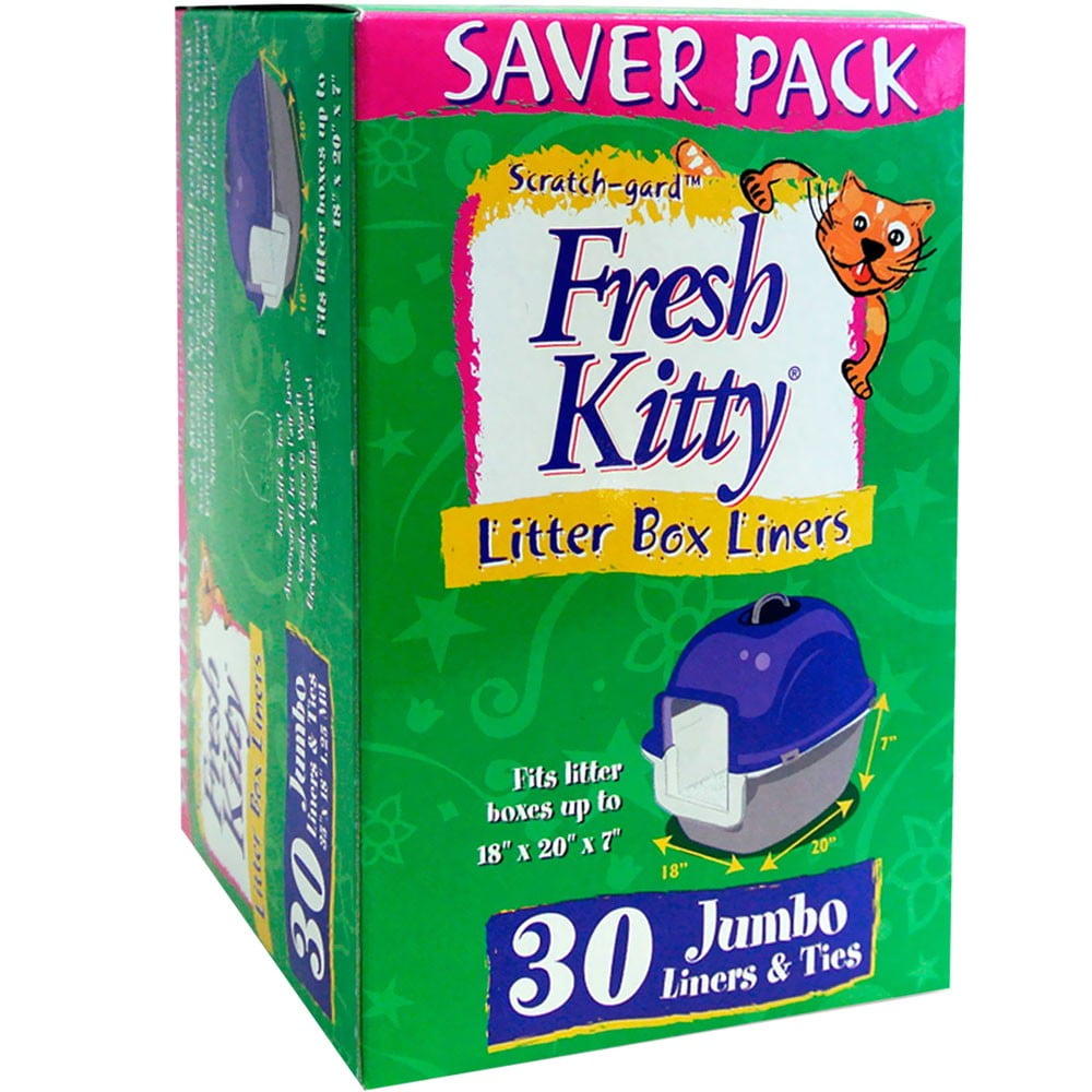Fresh Kitty Jumbo Scented Litter Box Liners with Ties, 30 Count