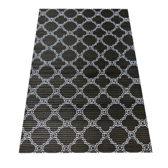 Fresh Kitty Durable XL Jumbo Foam Litter Box Mat – No Phthalate, Water Resistant, Traps Litter from Box, Scatter Control, Easy Clean Mats – Black & White 40"x 25", Black/White Quatrefoil