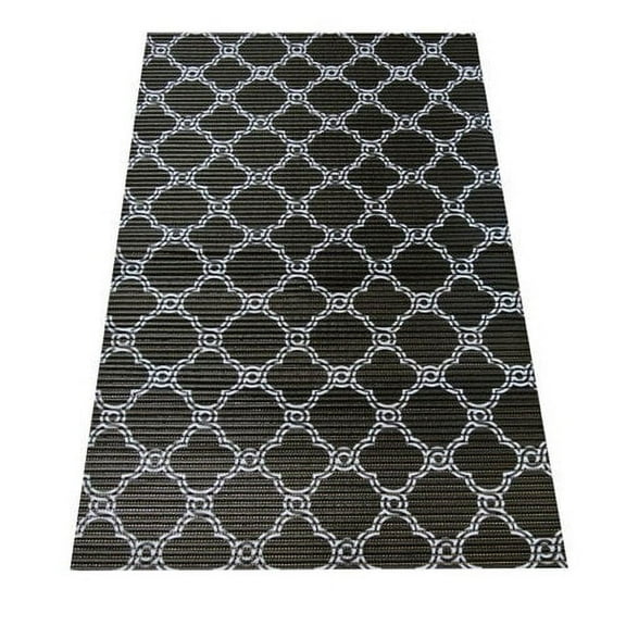 Fresh Kitty Durable XL Jumbo Foam Litter Box Mat – No Phthalate, Water Resistant, Traps Litter from Box, Scatter Control, Easy Clean Mats – Black & White 40"x 25", Black/White Quatrefoil