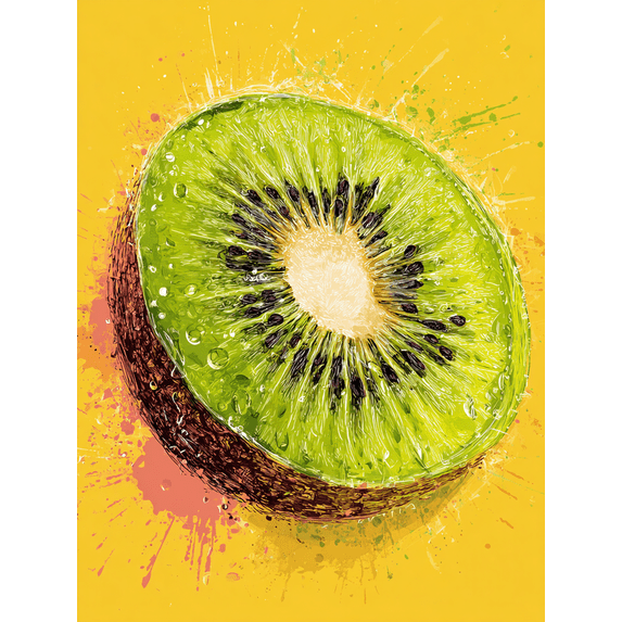 Fresh Kiwi Fruit Slice Canvas Print Wall Art Kitchen Decor for Cafe Restaurant Bar Dining Room Home