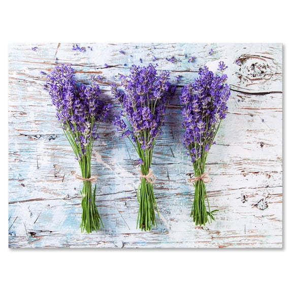 Fresh Lavender Bouquets On Wood 32 in x 16 in Painting Canvas Art Print, by Designart