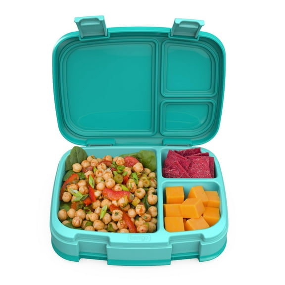 Fresh Leakproof Versatile 4 Compartment Bento-Style Lunch Box with Removable Divider - Aqua