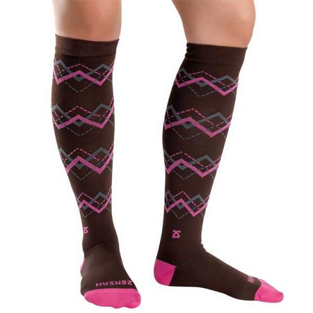 Fresh Legs Chevron Argyle Compression Socks-Small Brown/Pink