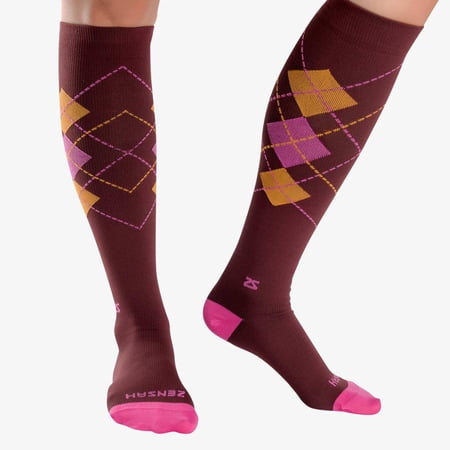 Fresh Legs Unisex Classic Argyle Comp Socks-BURG/HPNK-Sm