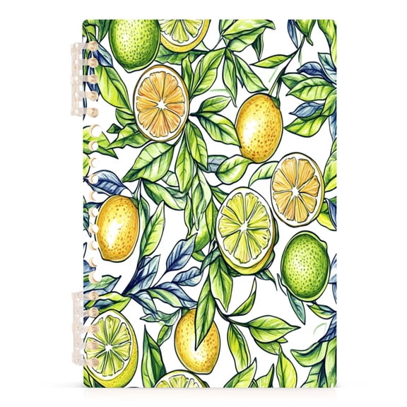 Fresh Lemon A5 8.3x5.7in PP Notebook, Adjustable Rings, 60 Sheets, Diary or Journey Note