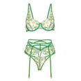 thumbnail image 1 of Fresh Lemon Embroidery Lingerie Set (GREEN, S), 1 of 5