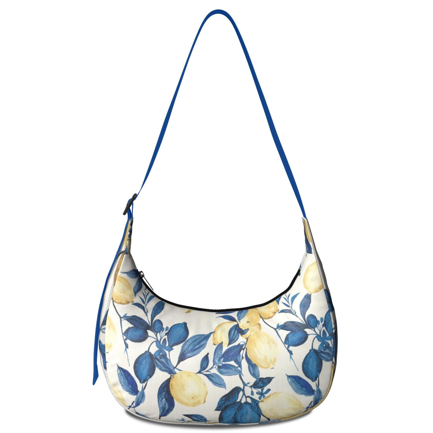 Fresh Lemon Floral Print Crossbody Tote Bag for Women, Summer Fruit Shoulder Purse, Lightweight & Water-Resistant Hobo Handbag, Large Capacity for Daily Use