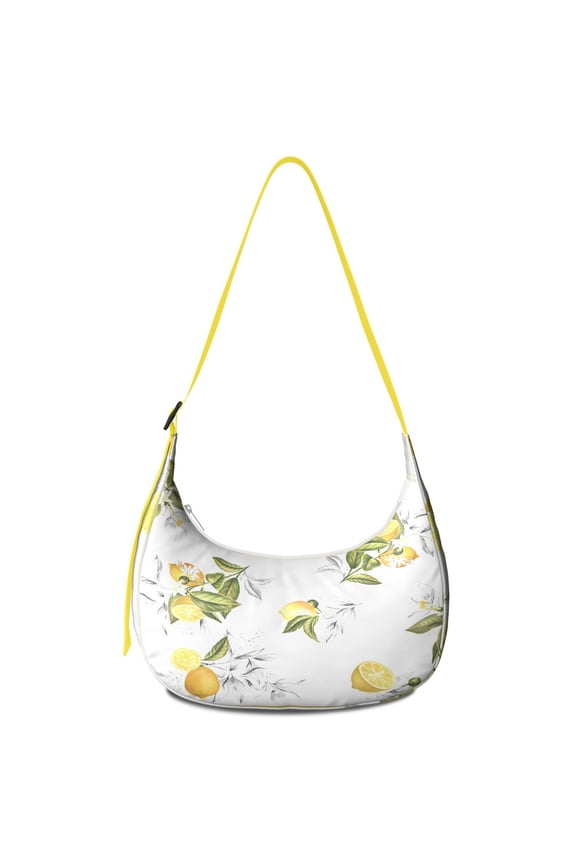 Fresh Lemon Floral Print Crossbody Tote Bag for Women, Summer Fruit Shoulder Purse, Lightweight & Water-Resistant Hobo Handbag, Large Capacity for Daily Use