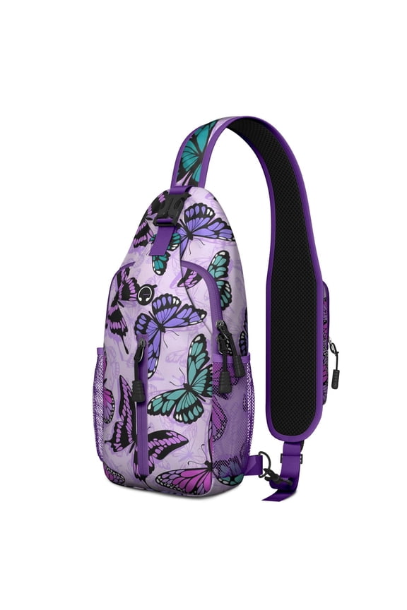 Fresh Lemon and Floral Print Sling Backpack for Summer Lovers – Water-Resistant Multipurpose Crossbody Shoulder Bag with Large Front Zip, Mesh Side Pockets, Adjustable Strap, Ideal for Tra