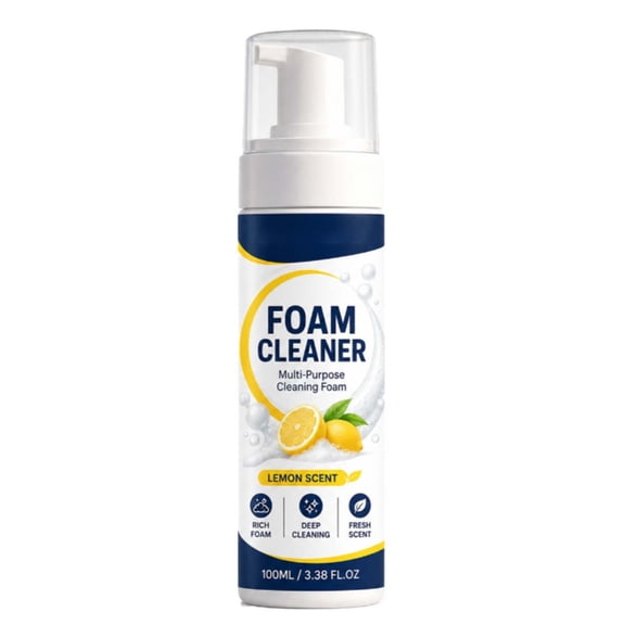 Fresh Lemon Foam Cleaner Spray, Portable Multi Surface Spot Stain Remover, Household Cleanser Mist with Towel, All Purpose Cleaners
