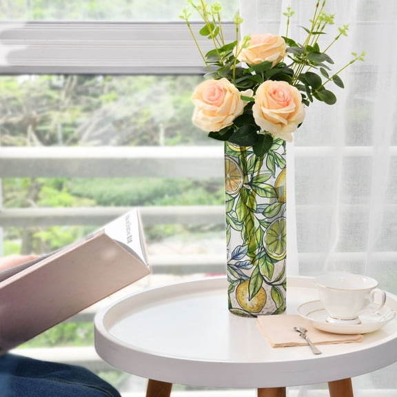 Fresh Lemon Plastic Vase 11.8'' x 3.9'' Transparent Non Breakable Decorative for Family