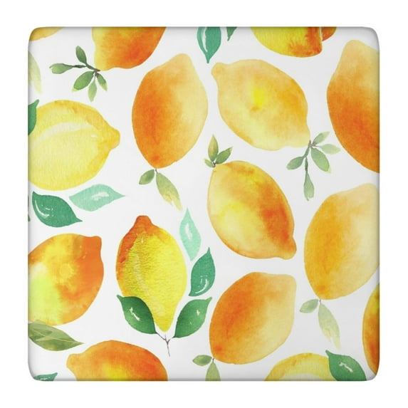 Fresh Lemon Tablecloth Yellow Fruit and Floral Pattern Cute Summer Style for Lemon Lover Dining