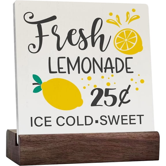 Fresh Lemonade Sign Rustic Lemonade Ceramic Table Sign Decorative Country Summer Sign Plaque For Home Kitchen Desk Table Shelf Decor