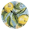 thumbnail image 1 of Fresh Lemons Leaves Round Wall Clock Silent Analog Battery Operated Black Pointer Home Decor 9.84" Diameter, 1 of 11