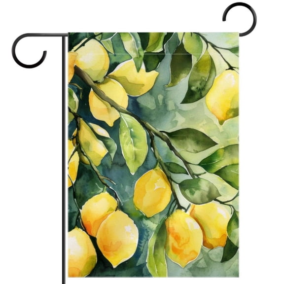 Fresh Lemons Tree Branches and Green Leaves Garden Flag Double Sided House Flag for Outdoor Home, Personalized All Year Round Yard Decor 12 x 18 Inch