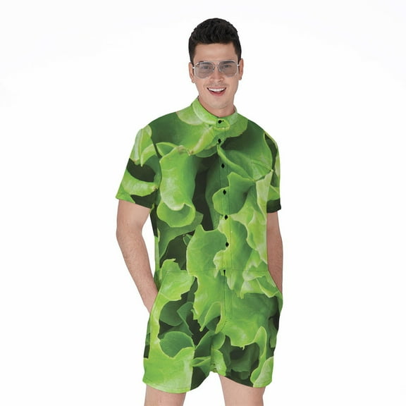 Fresh Lettuce Leaves Short Sleeve Men'S Rompers Casual Summer Jumpsuits Outfit