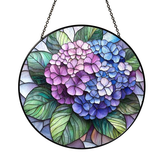 Fresh Lilac Blossom Stained Glass Window Art Hanging, Cheerful Botanical Accent for Home Decor