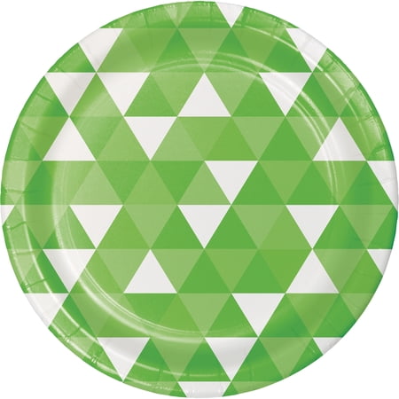 Fresh Lime Green Fractal Paper Plates, 8 pk
