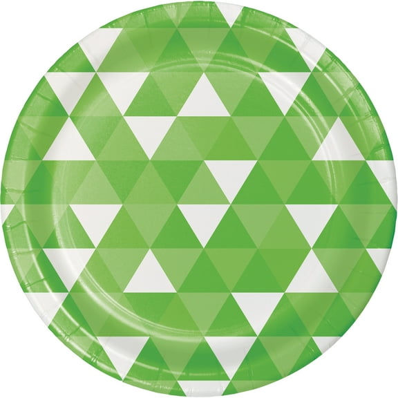 Fresh Lime Green Fractal Paper Plates, 8 pk