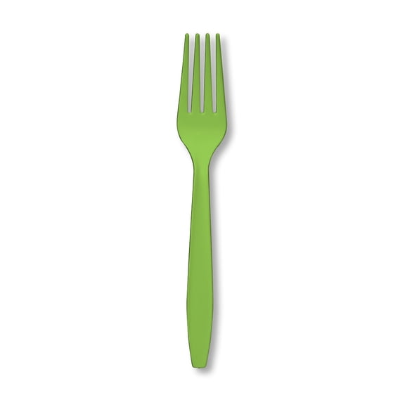 Creative Converting 24 Count Touch of Color Heavy Duty Plastic Forks, Fresh Lime