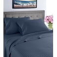 thumbnail image 1 of Fresh Linen 1000 Thread Count 100% Cotton Deep Pocket Dobby Striped Sheet Set (California King, Navy), 1 of 4
