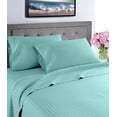 thumbnail image 1 of Fresh Linen 1000 Thread Count 100% Cotton Deep Pocket Dobby Striped Sheet Set (Twin, Aqua), 1 of 4