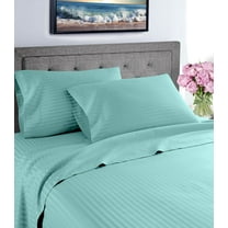 Fresh Linen 1000 Thread Count 100% Cotton Deep Pocket Dobby Striped Sheet Set (Twin, Aqua)